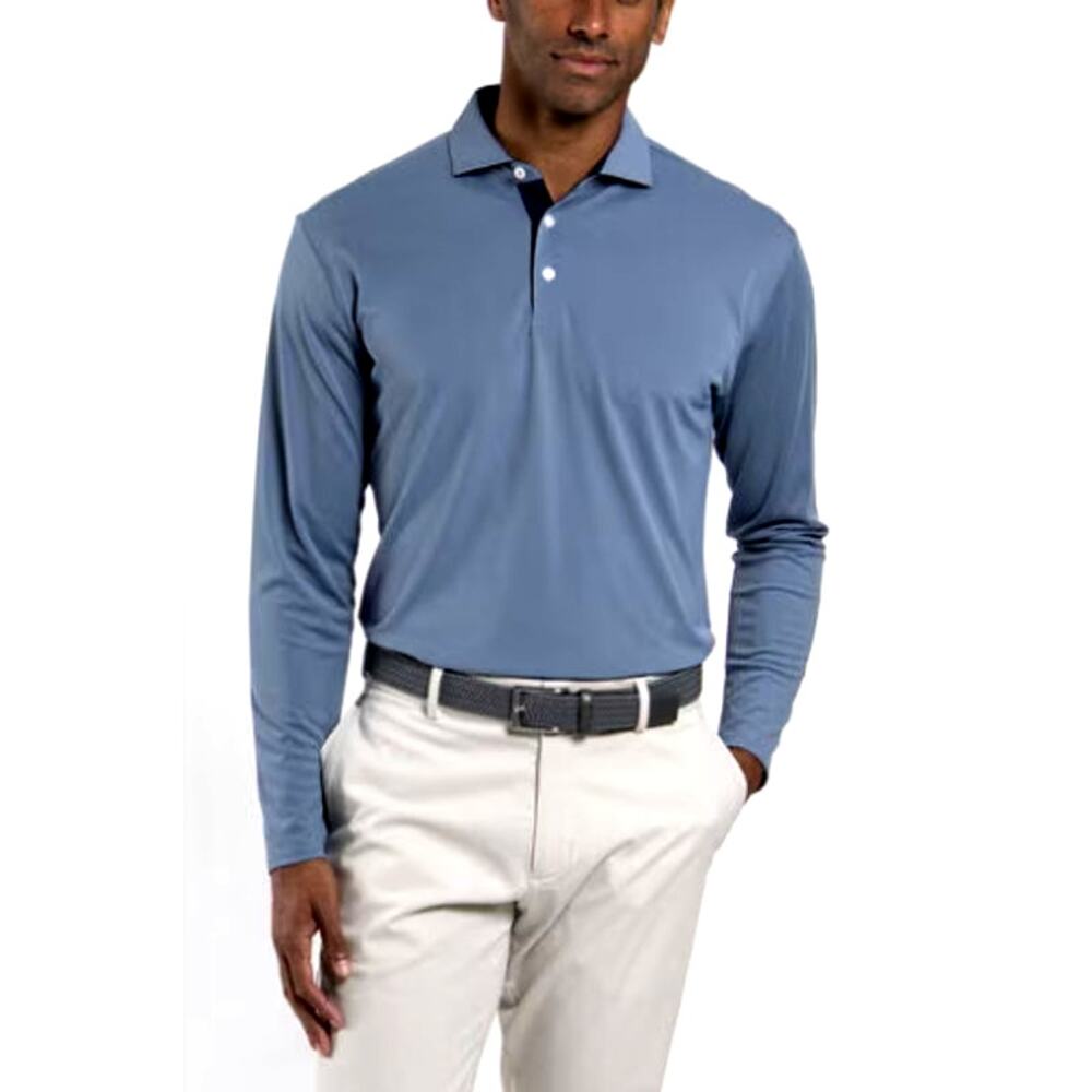 Kjus Men's Fairway Long-Sleeve Polo Vapor Blue Size M